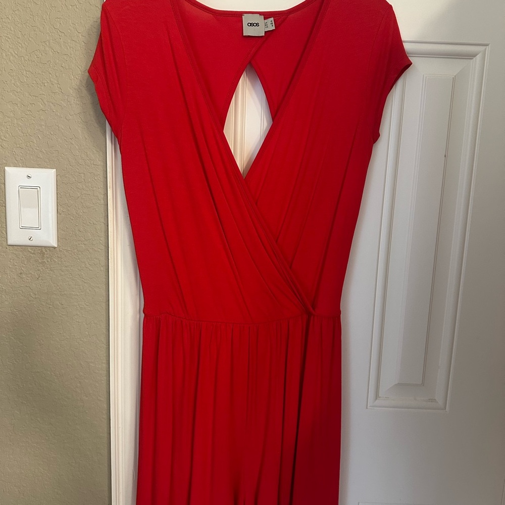 ASOS Red V-Neck Cap Sleeve Sundress